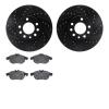 8602-65012 Drilled/Slotted Brake Rotors w/5000 Euro Ceramic Brake Pads Kit [Black], 2003-2011 GM, Position: Front - image 1