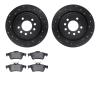 8602-65017 Drilled/Slotted Brake Rotors w/5000 Euro Ceramic Brake Pads Kit [Black], 2008-2011 GM, Position: Rear - image 1