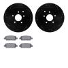 8602-67010 Drilled/Slotted Brake Rotors w/5000 Euro Ceramic Brake Pads Kit [Black], Fits Select Infiniti/Nissan, Position: Rear - image 1