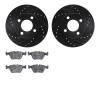 8602-73000 Drilled/Slotted Brake Rotors w/5000 Euro Ceramic Brake Pads Kit [Black], 1989-1991 Audi/Volkswagen, Position: Front - image 1