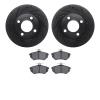 8602-73006 Drilled/Slotted Brake Rotors w/5000 Euro Ceramic Brake Pads Kit [Black], 1984-1987 Audi/Volkswagen, Position: Front - image 1