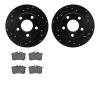 8602-73021 Drilled/Slotted Brake Rotors w/5000 Euro Ceramic Brake Pads Kit [Black], 1999-2005 Audi/Volkswagen, Position: Rear - image 1