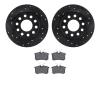 8602-73039 Drilled/Slotted Brake Rotors w/5000 Euro Ceramic Brake Pads Kit [Black], 2000-2008 Audi/Volkswagen, Position: Rear - image 1