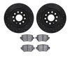 8602-73062 Drilled/Slotted Brake Rotors w/5000 Euro Ceramic Brake Pads Kit [Black], 2016-2018 Audi/Volkswagen, Position: Rear - image 2