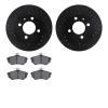 8602-74004 Drilled/Slotted Brake Rotors w/5000 Euro Ceramic Brake Pads Kit [Black], 1988-1988 Audi/Volkswagen, Position: Front - image 1