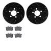 8602-74027 Drilled/Slotted Brake Rotors w/5000 Euro Ceramic Brake Pads Kit [Black], 2000-2006 Audi/Volkswagen, Position: Rear - image 1
