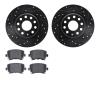 8602-74059 Drilled/Slotted Brake Rotors w/5000 Euro Ceramic Brake Pads Kit [Black], 2005-2018 Audi/Volkswagen, Position: Rear - image 1