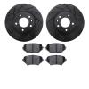 8602-80003 Drilled/Slotted Brake Rotors w/5000 Euro Ceramic Brake Pads Kit [Black], 2006-2015 Ford/Lincoln/Mercury/Mazda, Positi - image 1