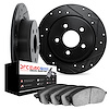 8602-92006 Drilled/Slotted Brake Rotors w/5000 Euro Ceramic Brake Pads Kit [Black], 2011-2015 Renault, Position: Rear