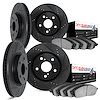 8604-20007 Drilled/Slotted Brake Rotors w/5000 Euro Ceramic Brake Pads Kit [Black], 2003-2005 Jaguar, Position: Front and Rear - image 1