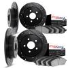 8604-27000 Drilled/Slotted Brake Rotors w/5000 Euro Ceramic Brake Pads Kit [Black], 1975-1987 Volvo, Position: Front and Rear - image 1