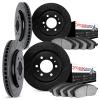 8604-48002 Drilled/Slotted Brake Rotors w/5000 Euro Ceramic Brake Pads Kit [Black], 2006-2009 GM, Position: Front and Rear - image 1