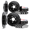 8604-63007 Drilled/Slotted Brake Rotors w/5000 Euro Ceramic Brake Pads Kit [Black], 1973-1979 Mercedes-Benz, Position: Front and - image 1