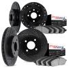 8604-73005 Drilled/Slotted Brake Rotors w/5000 Euro Ceramic Brake Pads Kit [Black], 1990-1991 Audi/Volkswagen, Position: Front a - image 1