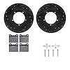 8612-02001 Drilled/Slotted Brake Rotors w/5000 Euro Ceramic Brake Pads Kit & Hardware [Black], 1965-1973 Porsche, Position: Fron - image 1