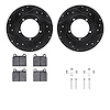 8612-02002 Drilled/Slotted Brake Rotors w/5000 Euro Ceramic Brake Pads Kit & Hardware [Black], 1976-1976 Porsche, Position: Fron - image 1