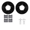 8612-02003 Drilled/Slotted Brake Rotors w/5000 Euro Ceramic Brake Pads Kit & Hardware [Black], 1967-1974 Porsche, Position: Fron