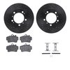 8612-02007 Drilled/Slotted Brake Rotors w/5000 Euro Ceramic Brake Pads Kit & Hardware [Black], 1997-2004 Porsche, Position: Fron - image 2