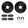 8612-03000 Drilled/Slotted Brake Rotors w/5000 Euro Ceramic Brake Pads Kit & Hardware [Black], 2006-2011 Kia/Hyundai/Genesis, Po - image 1