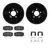 8612-03001 Drilled/Slotted Brake Rotors w/5000 Euro Ceramic Brake Pads Kit & Hardware [Black], 2005-2010 Kia/Hyundai/Genesis, Po - image 1