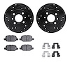 8612-07000 Drilled/Slotted Brake Rotors w/5000 Euro Ceramic Brake Pads Kit & Hardware [Black], 2009-2019 Mopar, Position: Rear - image 1