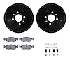 8612-07001 Drilled/Slotted Brake Rotors w/5000 Euro Ceramic Brake Pads Kit & Hardware [Black], 2012-2019 Mopar, Position: Front - image 1
