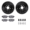 8612-07003 Drilled/Slotted Brake Rotors w/5000 Euro Ceramic Brake Pads Kit & Hardware [Black], 2012-2019 Mopar, Position: Front - image 1