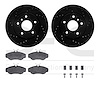8612-11000 Drilled/Slotted Brake Rotors w/5000 Euro Ceramic Brake Pads Kit & Hardware [Black], 1994-2002 Land Rover, Position: F - image 1