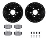 8612-11001 Drilled/Slotted Brake Rotors w/5000 Euro Ceramic Brake Pads Kit & Hardware [Black], 1994-2004 Land Rover, Position: R - image 1