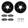 8612-11002 Drilled/Slotted Brake Rotors w/5000 Euro Ceramic Brake Pads Kit & Hardware [Black], 1999-2004 Land Rover, Position: F - image 1