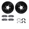 8612-11005 Drilled/Slotted Brake Rotors w/5000 Euro Ceramic Brake Pads Kit & Hardware [Black], 2005-2009 Land Rover, Position: F - image 1