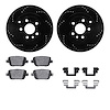 8612-11016 Drilled/Slotted Brake Rotors w/5000 Euro Ceramic Brake Pads Kit & Hardware [Black], 2008-2012 Land Rover, Position: R - image 1