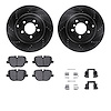 8612-11017 Drilled/Slotted Brake Rotors w/5000 Euro Ceramic Brake Pads Kit & Hardware [Black], 2010-2012 Land Rover, Position: R - image 1