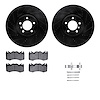 8612-11018 Drilled/Slotted Brake Rotors w/5000 Euro Ceramic Brake Pads Kit & Hardware [Black], 2010-2012 Land Rover, Position: F - image 1