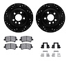8612-11021 Drilled/Slotted Brake Rotors w/5000 Euro Ceramic Brake Pads Kit & Hardware [Black], 2012-2015 Land Rover, Position: R - image 1