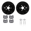 8612-13007 Drilled/Slotted Brake Rotors w/5000 Euro Ceramic Brake Pads Kit & Hardware [Black], 2008-2020 Subaru, Position: Rear - image 1