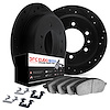 8612-16002 Drilled/Slotted Brake Rotors w/5000 Euro Ceramic Brake Pads Kit & Hardware [Black], 1981-1986 Alfa Romeo, Position: R - image 1