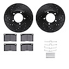 8612-20001 Drilled/Slotted Brake Rotors w/5000 Euro Ceramic Brake Pads Kit & Hardware [Black], 1973-1997 Jaguar, Position: Front - image 1