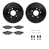 8612-20004 Drilled/Slotted Brake Rotors w/5000 Euro Ceramic Brake Pads Kit & Hardware [Black], 1995-1997 Jaguar, Position: Rear - image 1