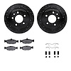 8612-20005 Drilled/Slotted Brake Rotors w/5000 Euro Ceramic Brake Pads Kit & Hardware [Black], 1997-2006 Jaguar, Position: Rear - image 1