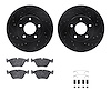 8612-20006 Drilled/Slotted Brake Rotors w/5000 Euro Ceramic Brake Pads Kit & Hardware [Black], 1997-2003 Jaguar, Position: Front - image 1