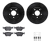 8612-20007 Drilled/Slotted Brake Rotors w/5000 Euro Ceramic Brake Pads Kit & Hardware [Black], 1998-2006 Jaguar, Position: Front - image 1