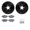 8612-20012 Drilled/Slotted Brake Rotors w/5000 Euro Ceramic Brake Pads Kit & Hardware [Black], 2006-2010 Jaguar, Position: Front - image 1