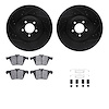 8612-20013 Drilled/Slotted Brake Rotors w/5000 Euro Ceramic Brake Pads Kit & Hardware [Black], 2010-2019 Jaguar, Position: Front - image 1