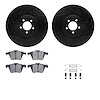 8612-20014 Drilled/Slotted Brake Rotors w/5000 Euro Ceramic Brake Pads Kit & Hardware [Black], 2009-2015 Jaguar, Position: Front - image 1