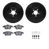 8612-20015 Drilled/Slotted Brake Rotors w/5000 Euro Ceramic Brake Pads Kit & Hardware [Black], 2013-2015 Jaguar, Position: Front - image 1
