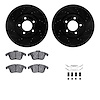 8612-20017 Drilled/Slotted Brake Rotors w/5000 Euro Ceramic Brake Pads Kit & Hardware [Black], 2006-2008 Jaguar, Position: Front - image 1