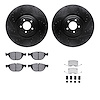 8612-20018 Drilled/Slotted Brake Rotors w/5000 Euro Ceramic Brake Pads Kit & Hardware [Black], Fits Select Jaguar, Position: Fro - image 1