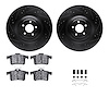 8612-20019 Drilled/Slotted Brake Rotors w/5000 Euro Ceramic Brake Pads Kit & Hardware [Black], 2010-2015 Jaguar, Position: Rear - image 1