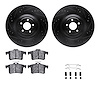 8612-20020 Drilled/Slotted Brake Rotors w/5000 Euro Ceramic Brake Pads Kit & Hardware [Black], 2010-2017 Jaguar, Position: Rear - image 1